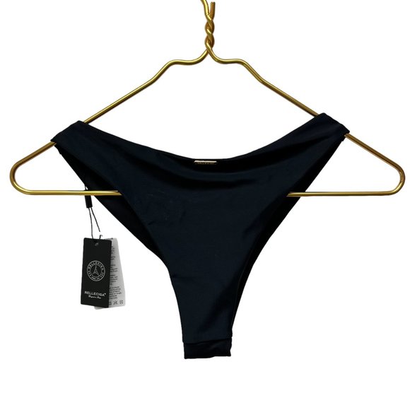 RELLECIGA Black Cheeky Brazilian Cut Bikini Bottom Women's Size S - Picture 2 of 5